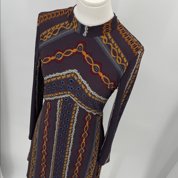 Free People Stella Retro Stretch Crepe Jersey Mini Dress XS Groovy Indie Hippie - Picture 3 of 12